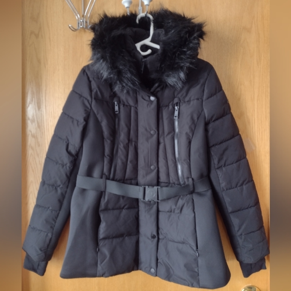 London Fog Faux-Fir Hood Puffer Jacket Size Large